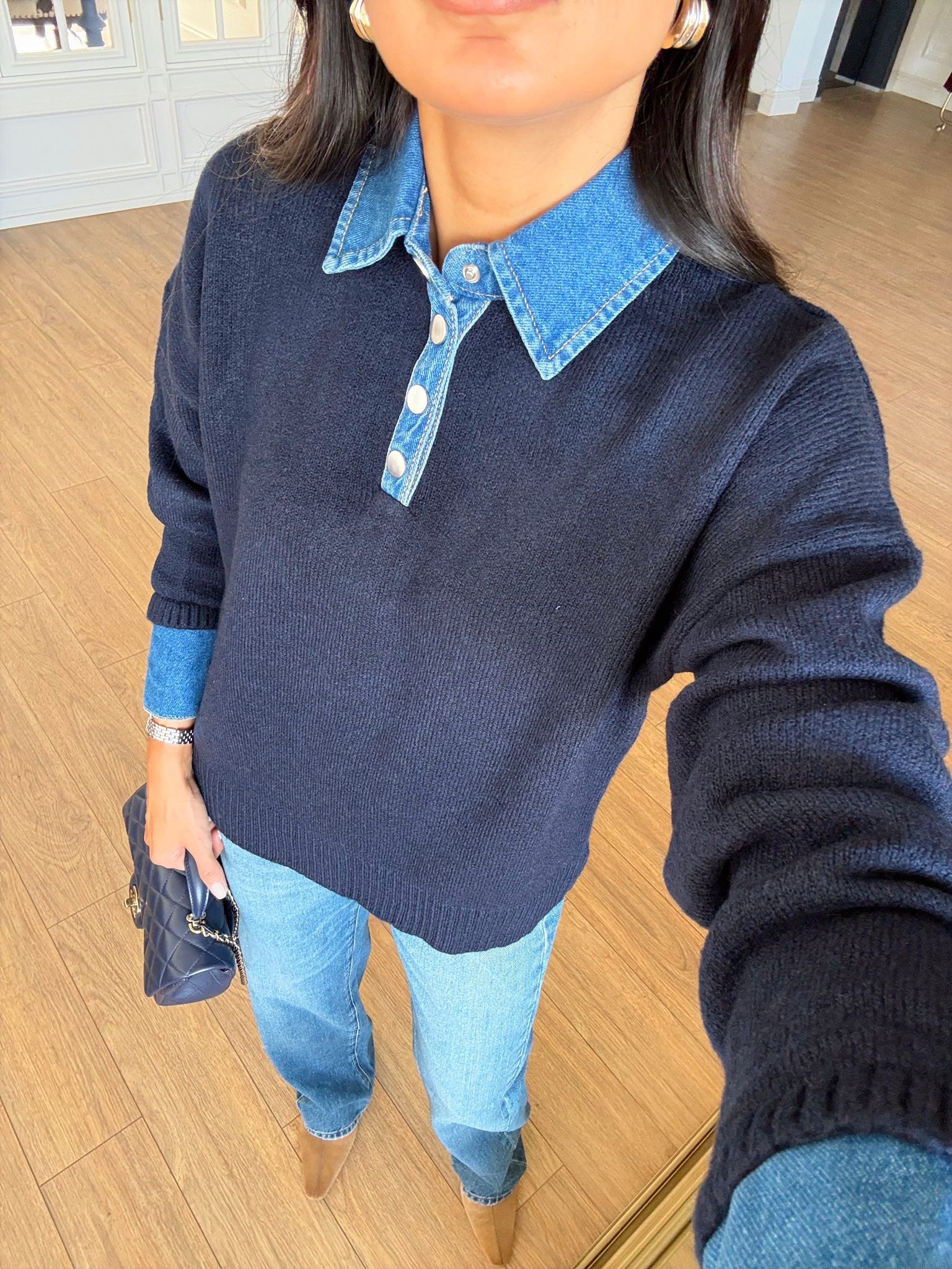 Feliss Jean Detaylı Polo Yaka Triko - Lacivert, Standart