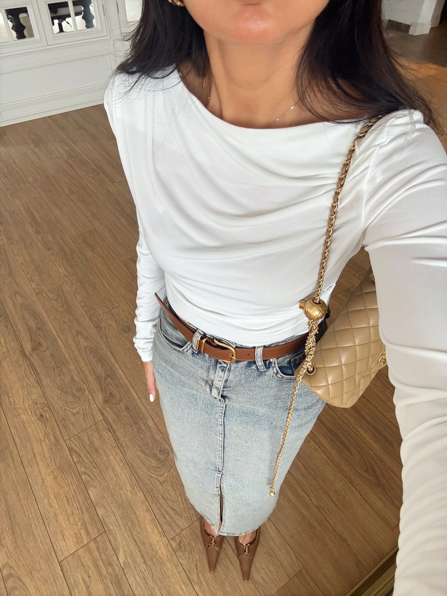 Jips Ansiya Yan Drape Detaylı Asimetrik Kesim Bluz