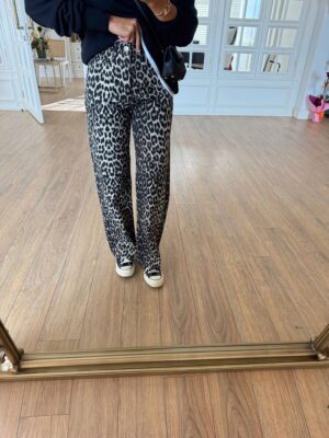 Newa Leopar Desenli Straight Jean
