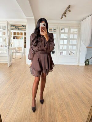 Daniella Parlak Volanlı Mini Elbise