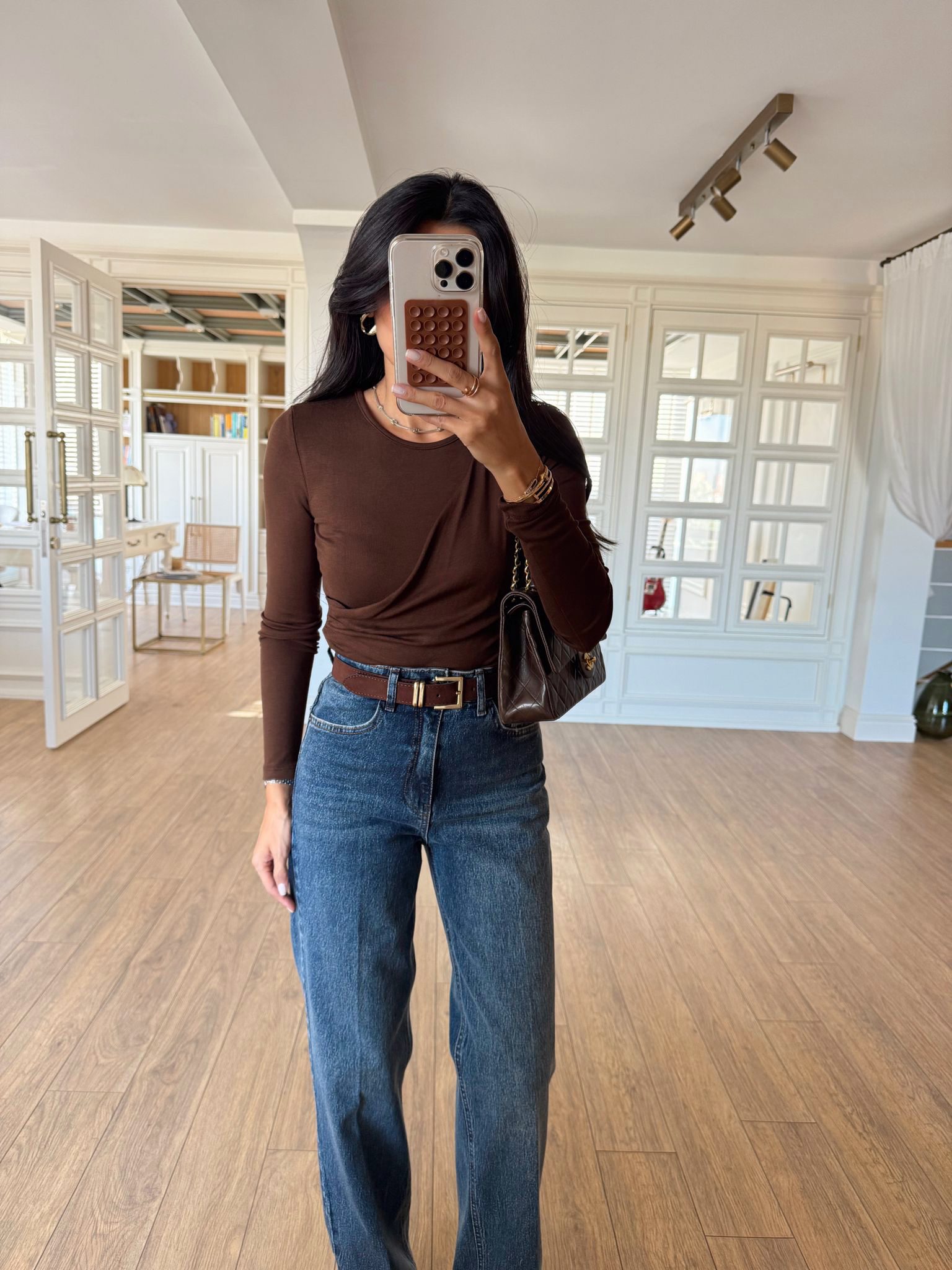 Nostalgia Drapeli Bodysuit - Kahve, 42