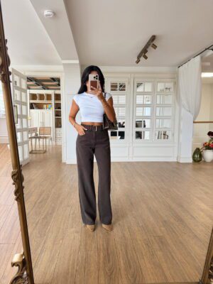 Espresso GNM Kahve Yıkamalı Bronz Düğmeli Straight Jean
