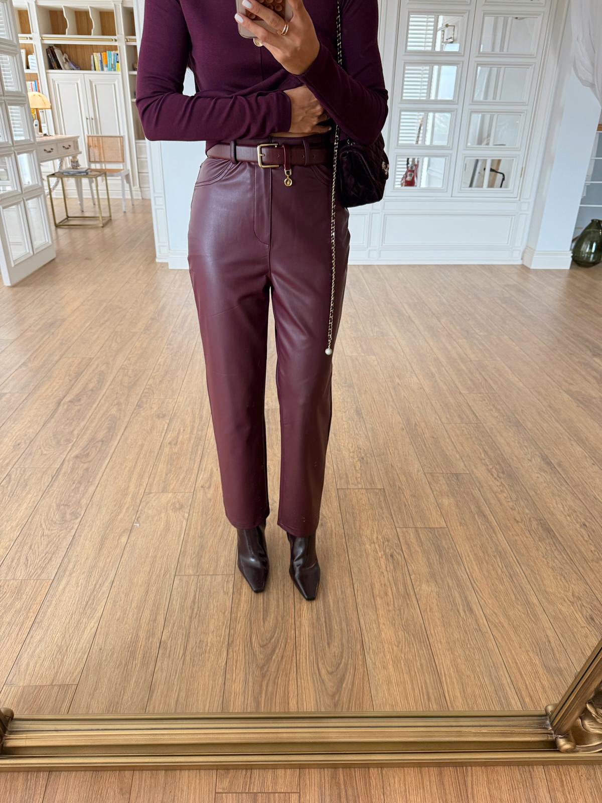 Samuel Süs Cep Detaylı Deri Pantolon