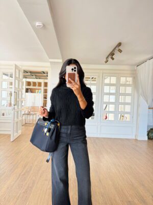 Ola Balıkçı Yaka Baklava Desen Crop Triko