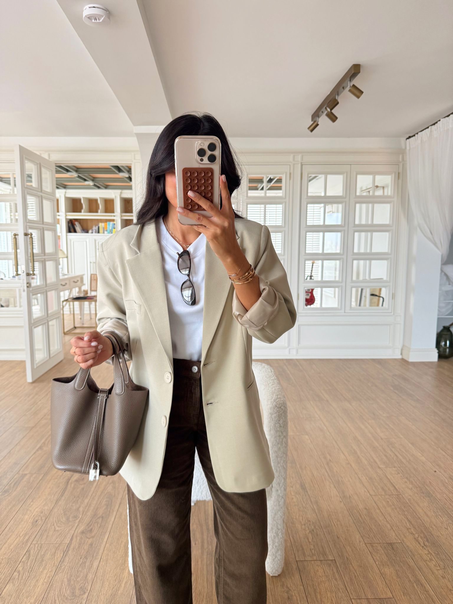 Diana Oversize Çift Düğmeli Blazer Ceket - Bej, Standart