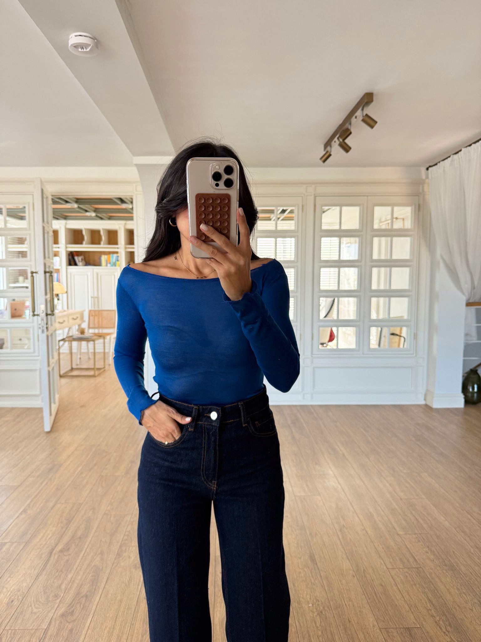 Tiu NM Kayık Yaka Transparan Bluz - Saks Mavisi, 34