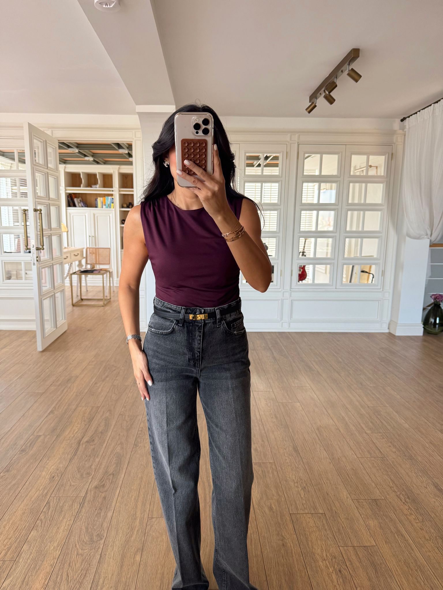 Marlenka Omuz Drape Detaylı Sıfır Kol Bodysuit - Mürdüm, 36