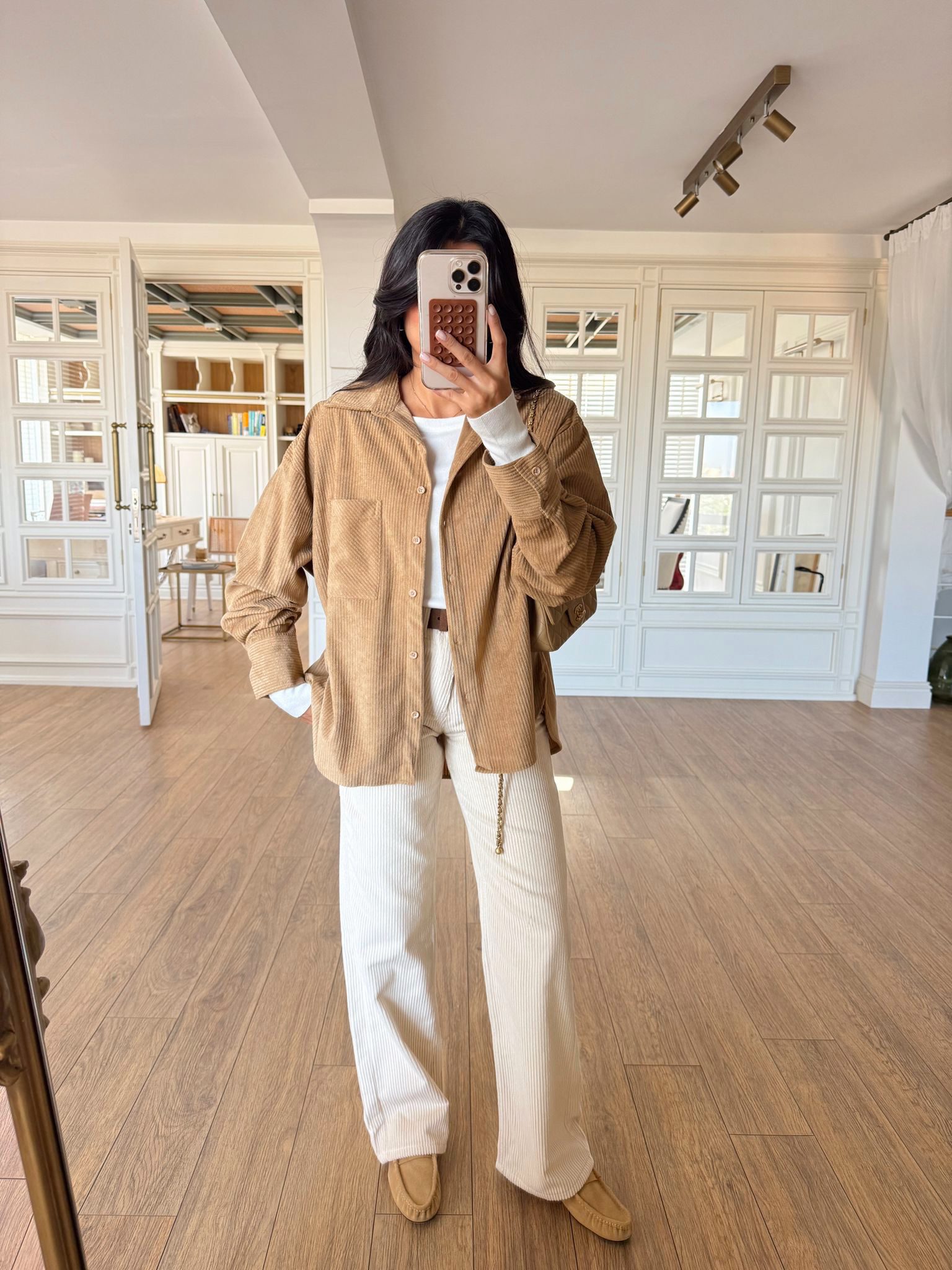 Obrix Tek Cepli Kadife Gömlek - Camel, Standart