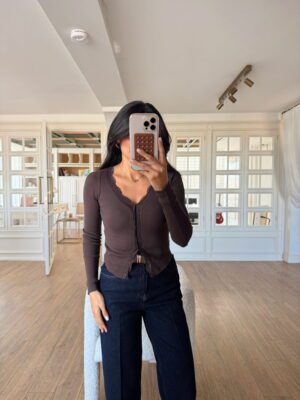 Olofix Dantel Şeritli Uzun Kollu Bluz