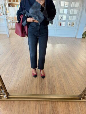 Swensoon ZR Antrasit Eskitme Cep Detaylı Mom Jean