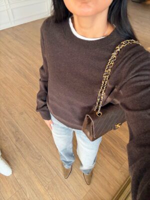 Wesley Kahve Melanj %100 Kaşmir Bisiklet Yaka Triko