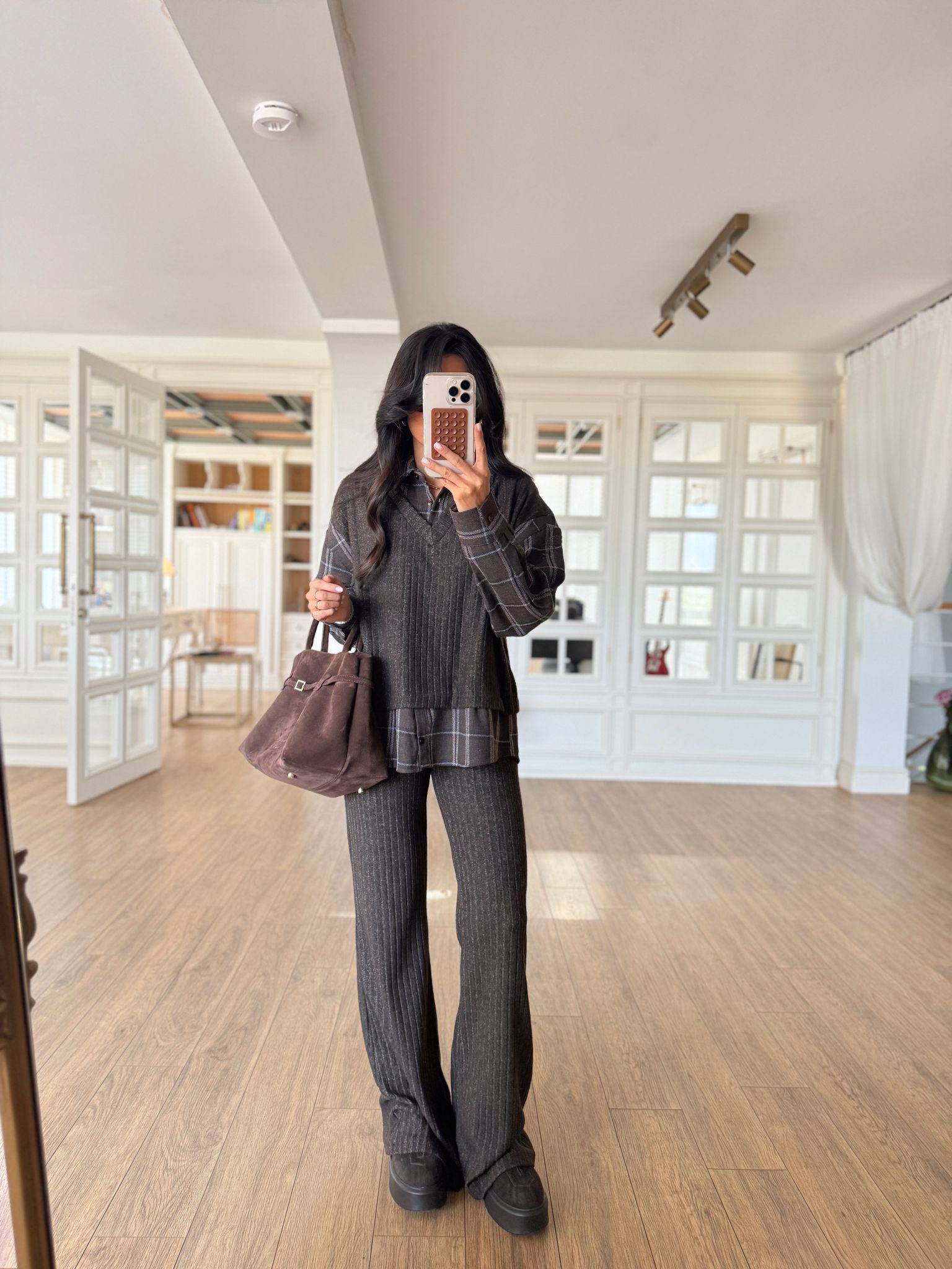 Sahra Oduncu Gömlek Detaylı Triko Takım