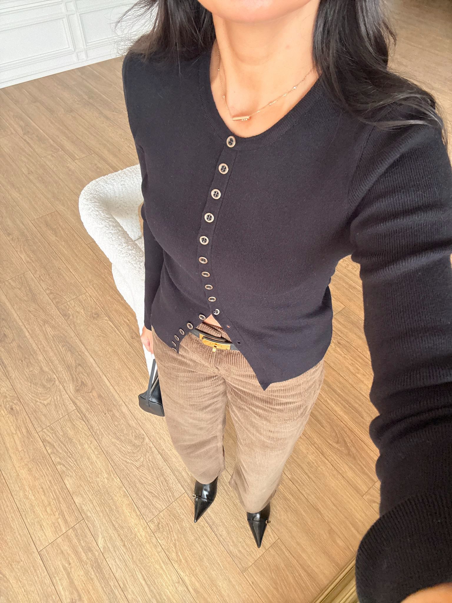 Omiye Mau Metal Düğmeli Triko - Siyah, 34