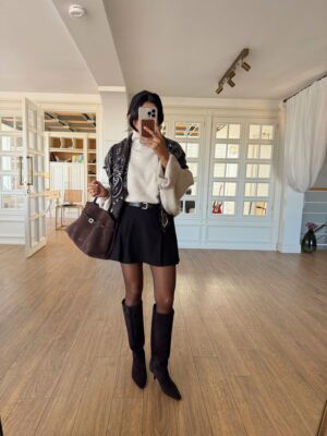 Rainbow Pileli Kemerli Şort Etek