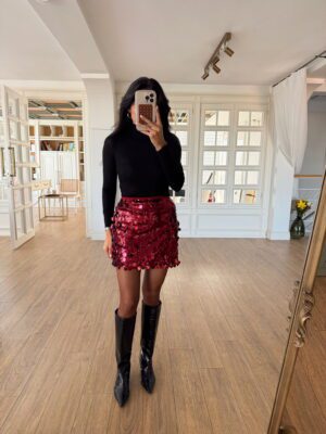 Saby İri Payetli İçi Şortlu Etek