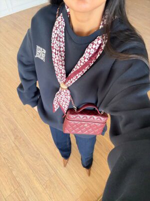 Ozawin Bordo Fular Detaylı Lacivert Sweat