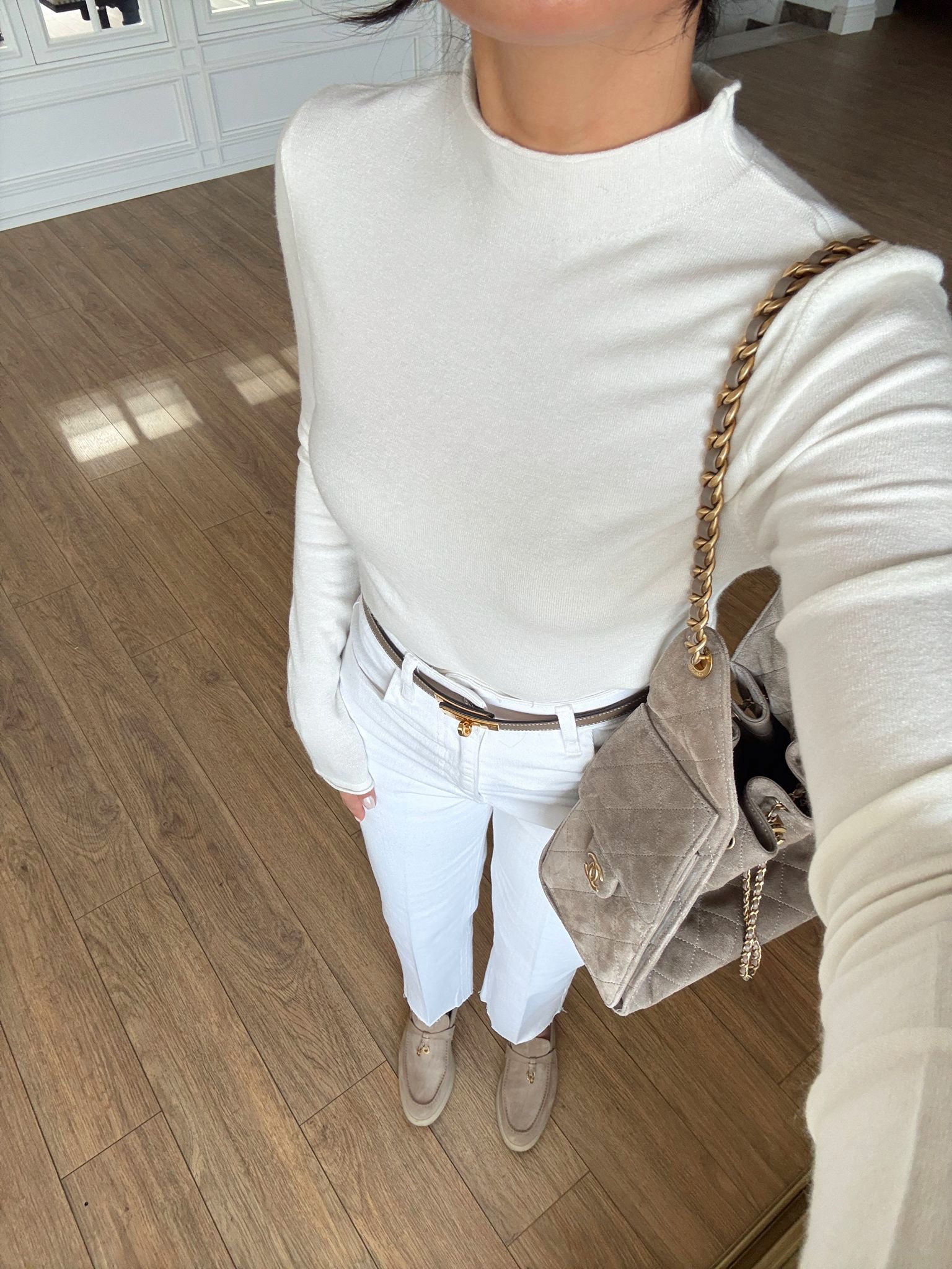 Opark Dik Yaka Kaşmirli Ultra Hafif Triko - Ekru, Standart