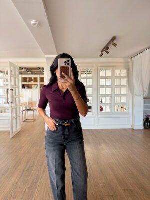 Peoky Kısa Kol Polo Yaka Bodysuit