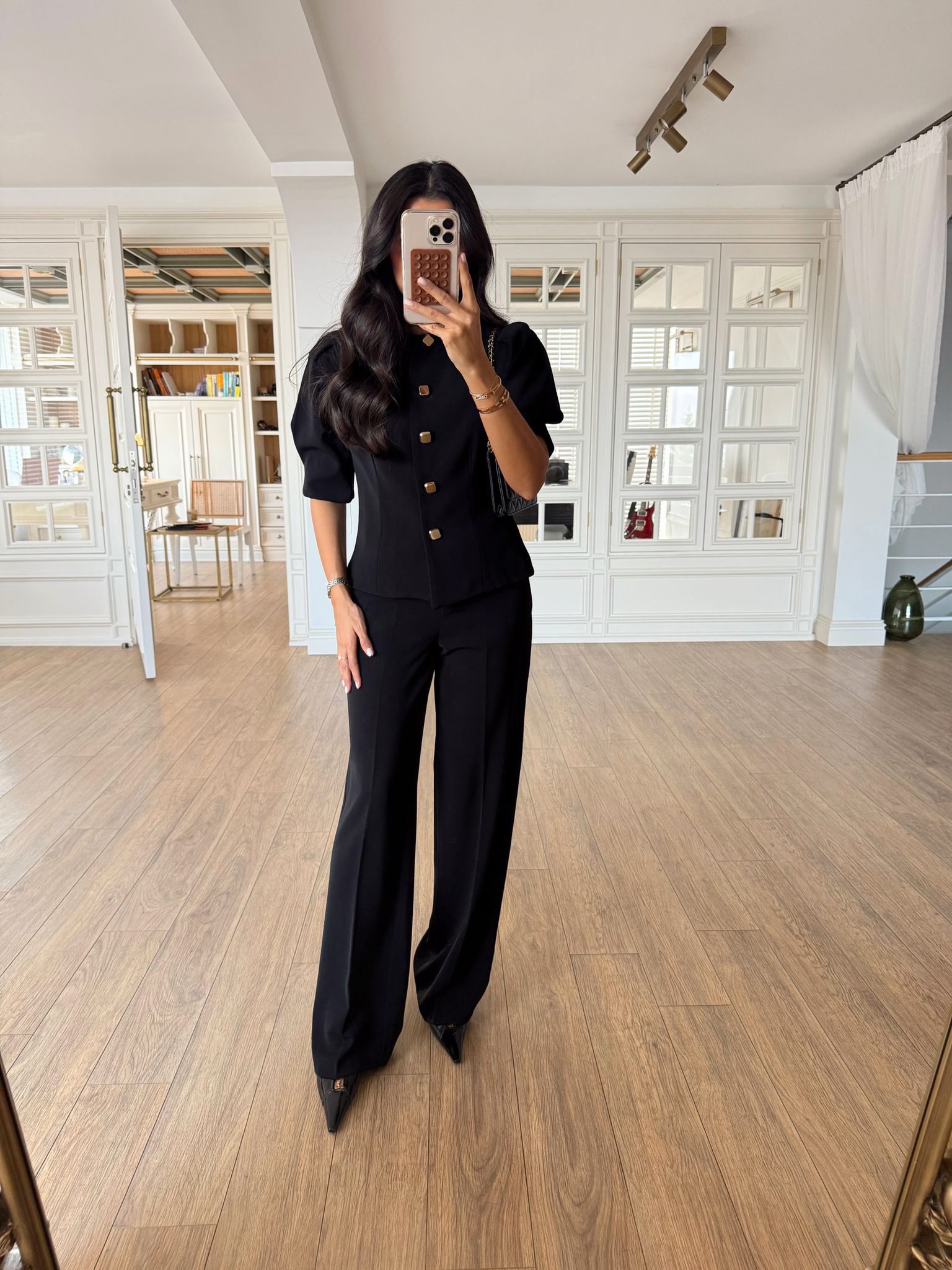 Froit Omuz Pensli Kare Gold Düğmeli Ceket-Pantolon Takım