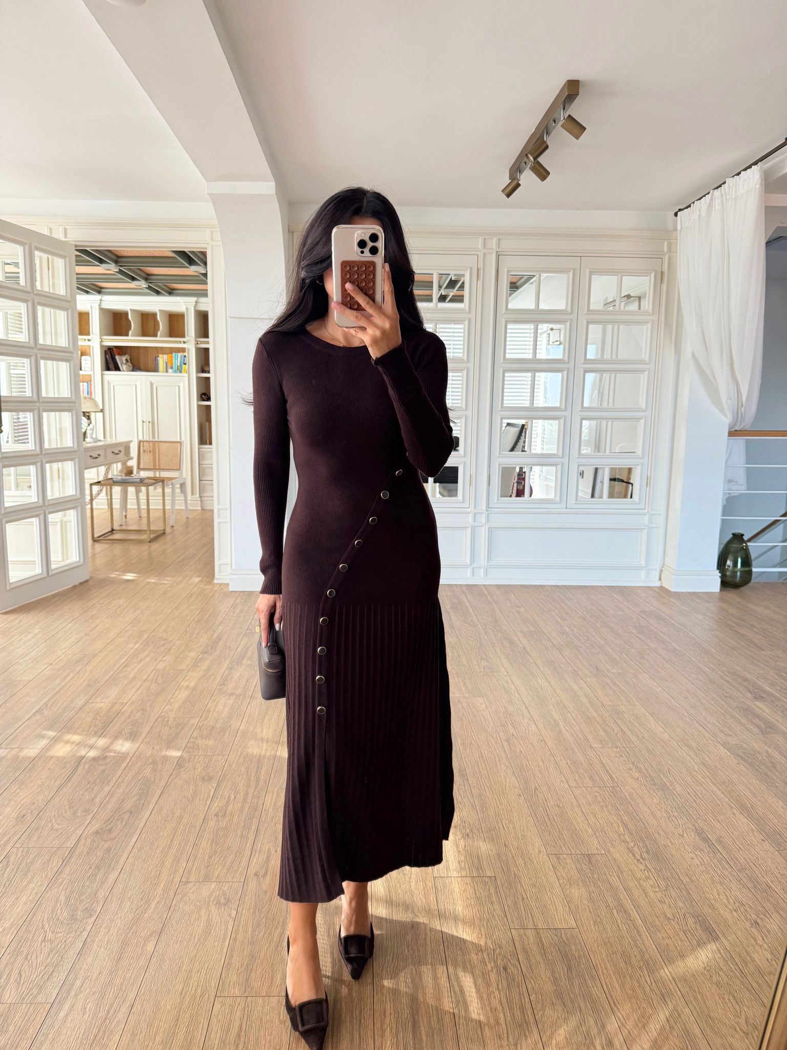 Paul Çapraz Düğme Detaylı Bisiklet Yaka Triko Elbise