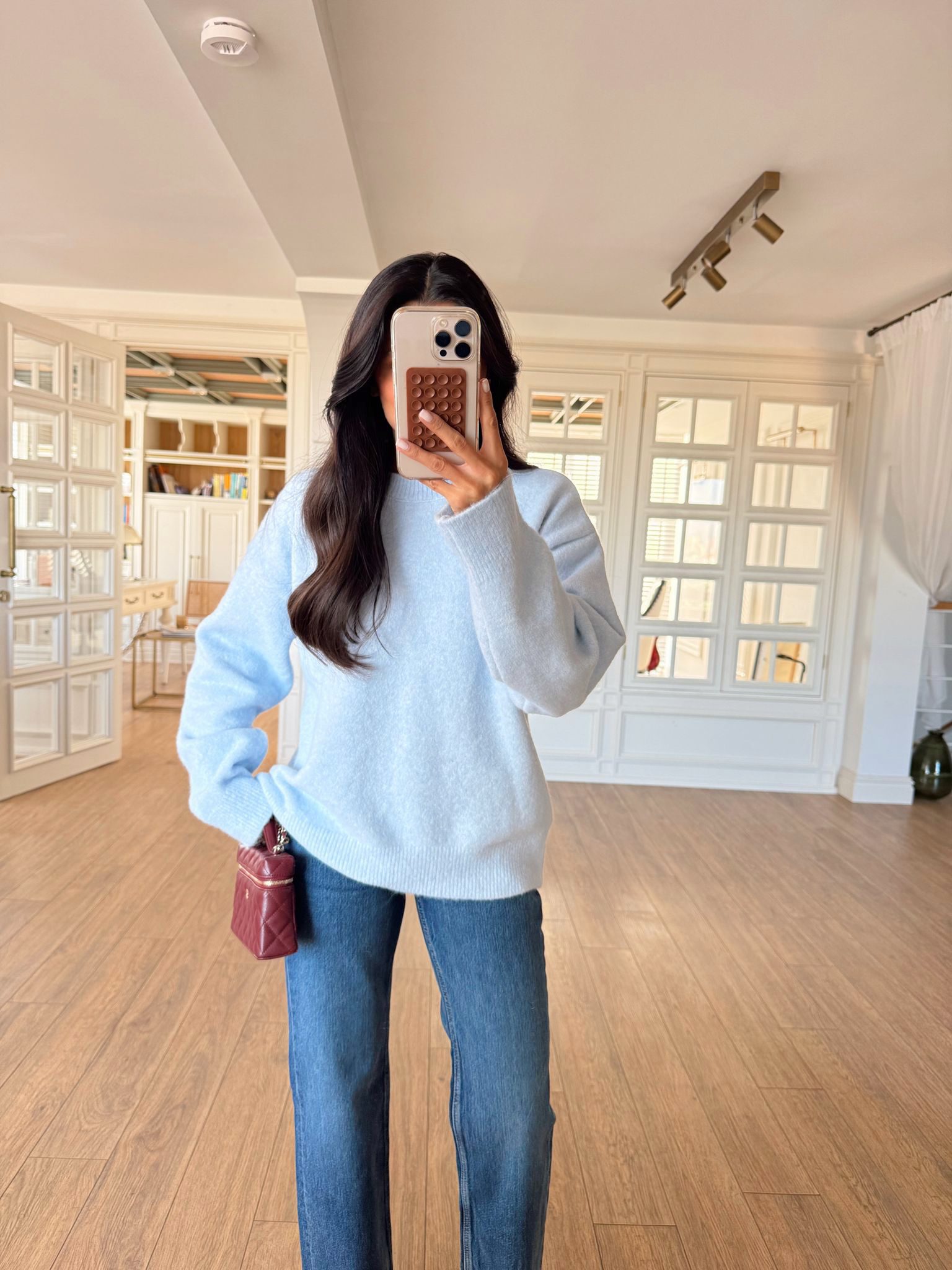 Simon Yumuşak Dokulu Premium Bisiklet Yaka Basic Triko - Mavi, Standart