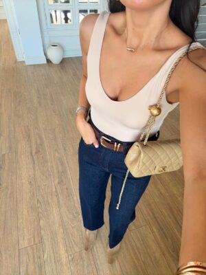 Exitmex V Yaka Kalın Askılı Sırt Dekolteli Bodysuit