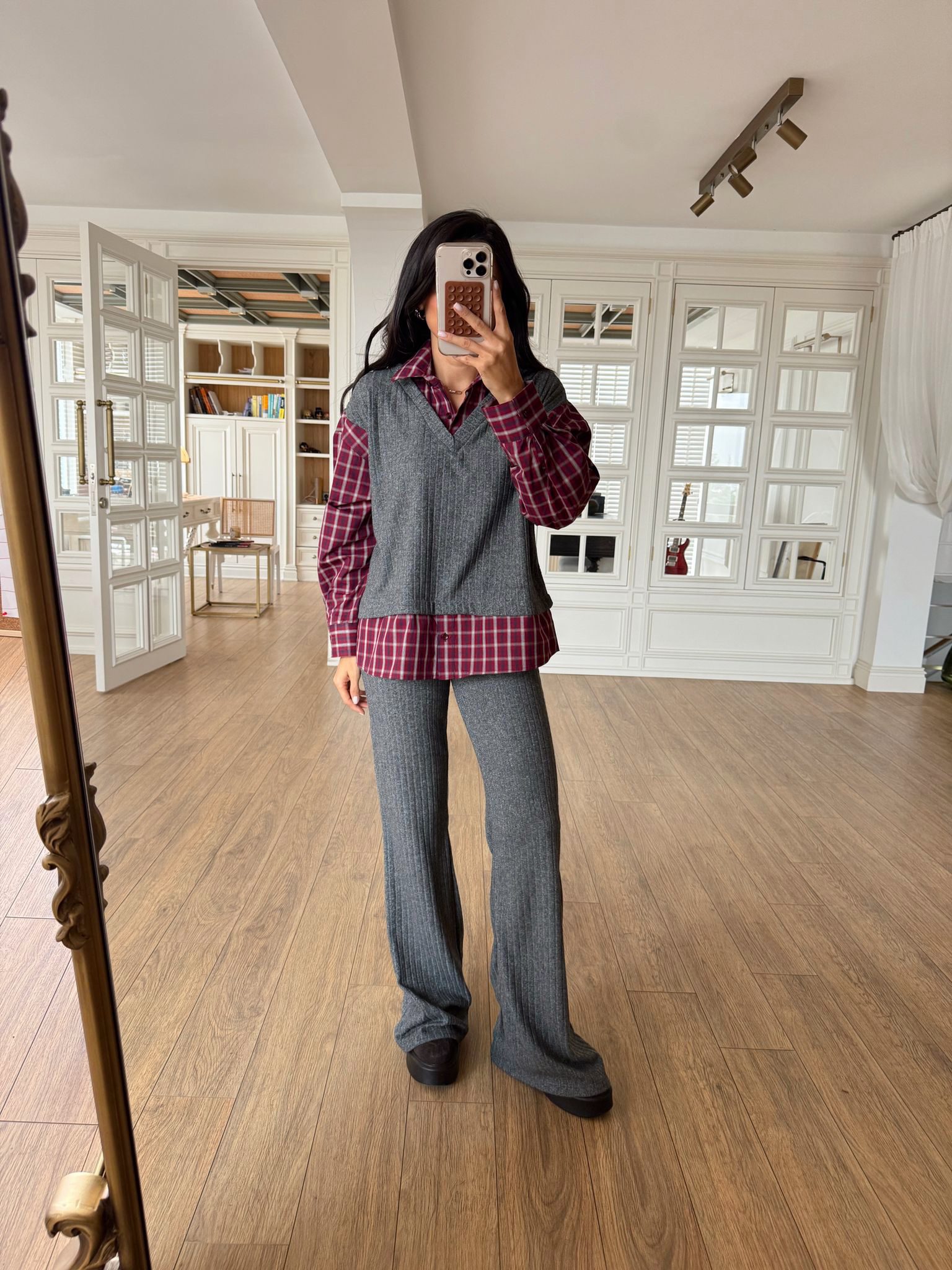 Sahra Oduncu Gömlek Detaylı Triko Takım