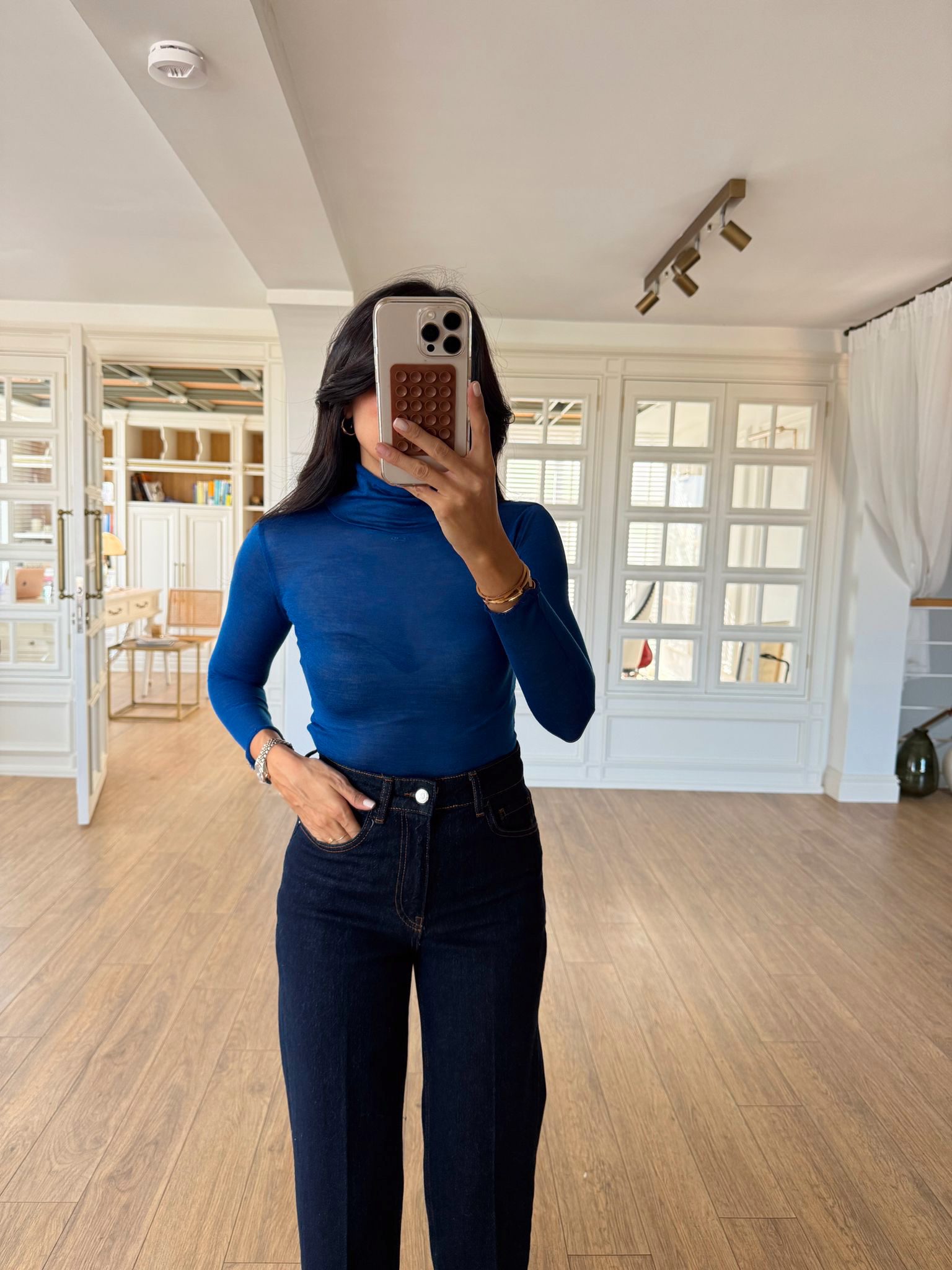 Vita NM Balıkçı Yaka Transparan Bluz - Saks Mavisi, 34