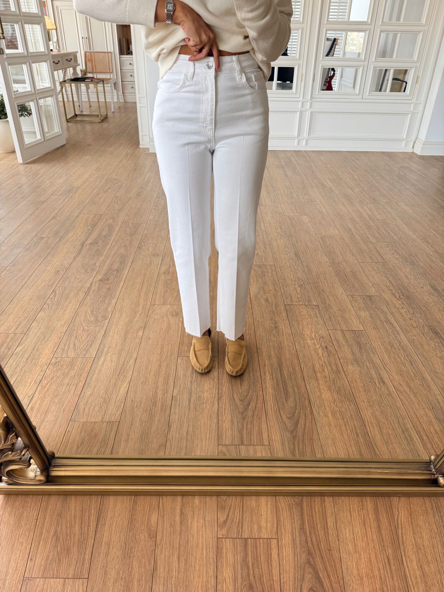 Pix Kesik Paça Boyfit Jean - Beyaz, 32