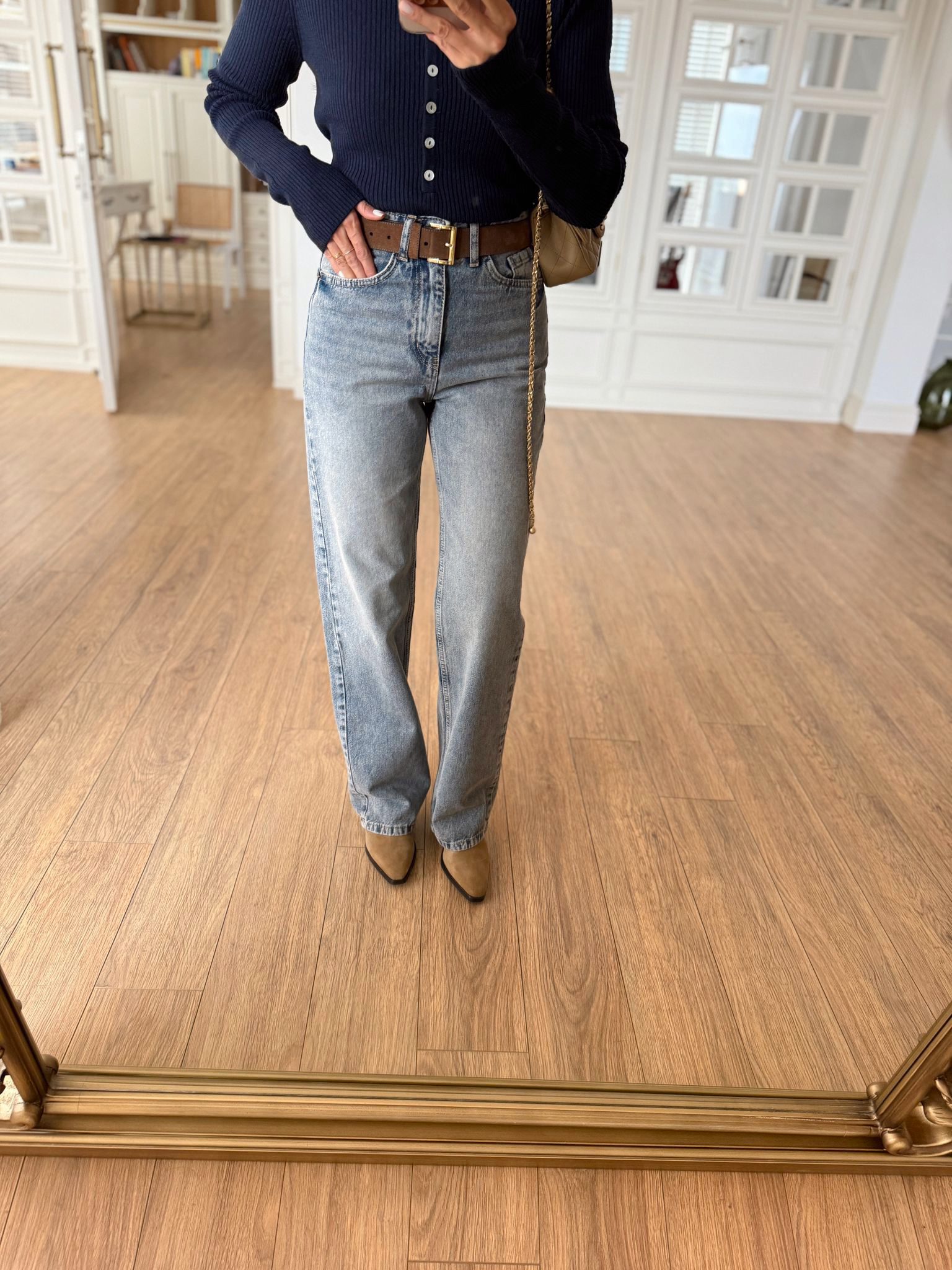 Alimera Eskitme Detaylı Kapalı Paça Straight Jean - Açık Eskitme, 34