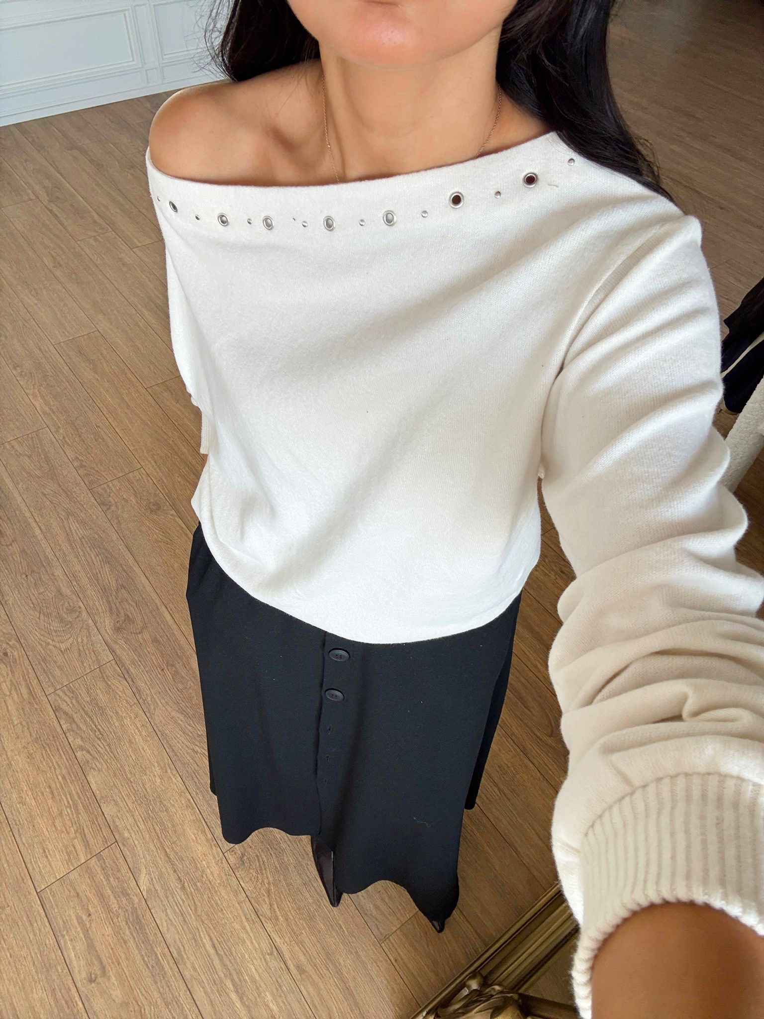 Persa Kayık Yaka Kuş Gözü Detaylı Triko