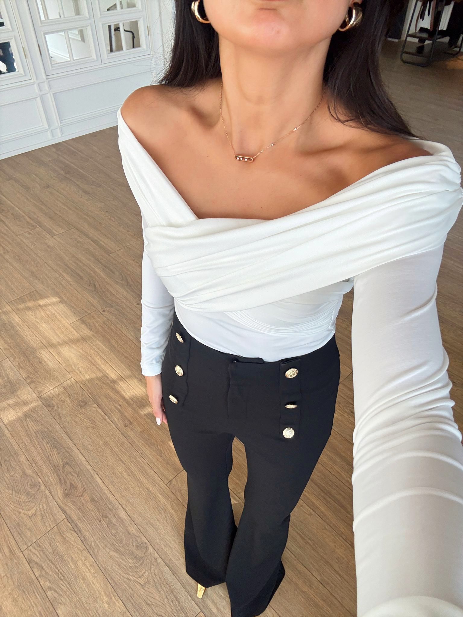 Last Kruvaze Drape Yaka Bluz - Ekru, 36