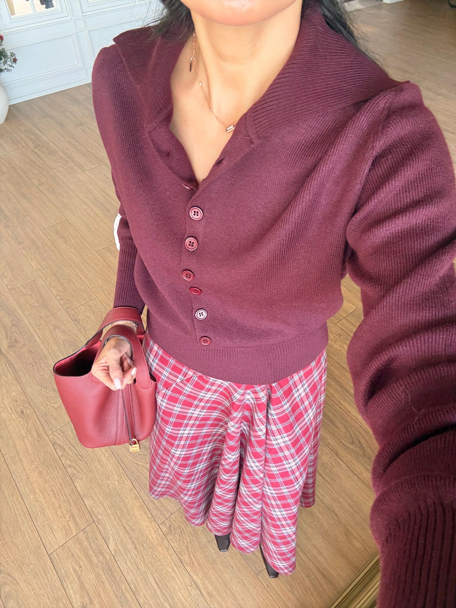 Caprly Polo Yaka Yünlü Düğmeli Triko - Bordo, Standart