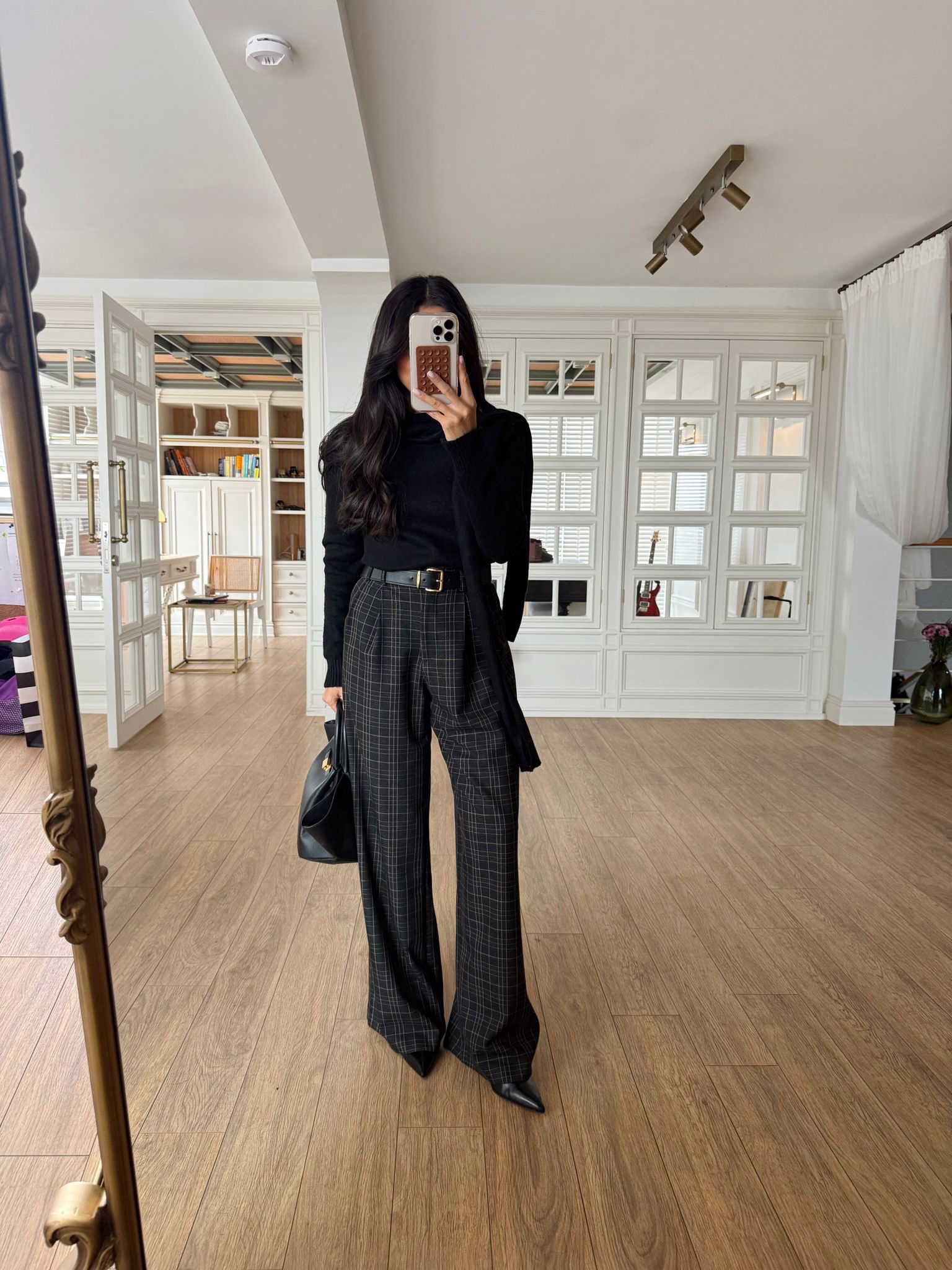 Onitex New Kendinden Şal Detaylı Triko - Siyah, 34