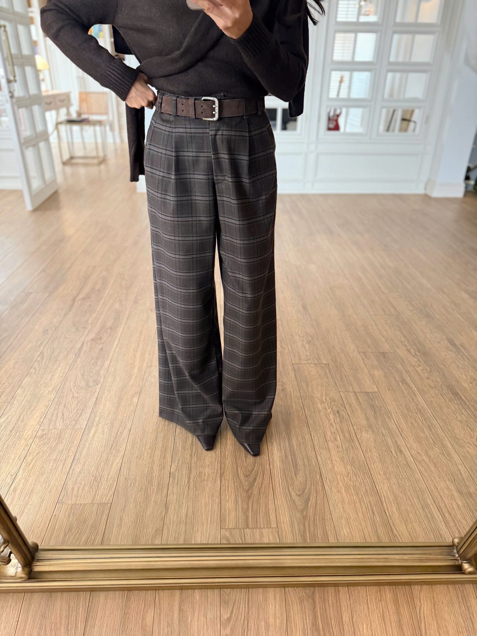 Stach New Ekoseli Bel Pensli Palazzo Pantolon - Kahve, 34