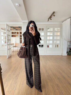 Stach New Ekoseli Bel Pensli Palazzo Pantolon