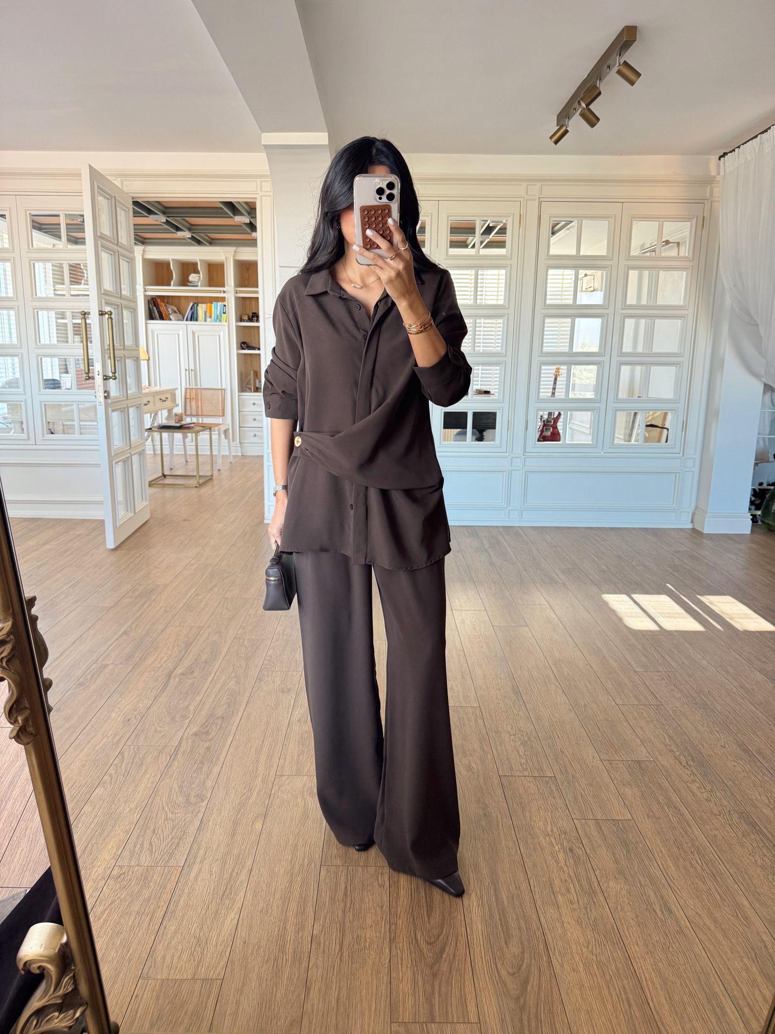 Koning ZR Tek Gold Düğmeli Gömlek-Pantolon Takım