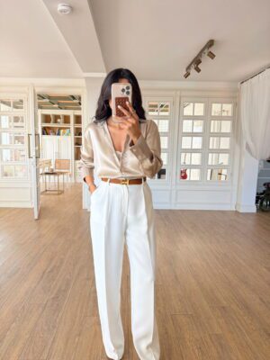 Stars Sedef Düğmeli Saten Gömlek