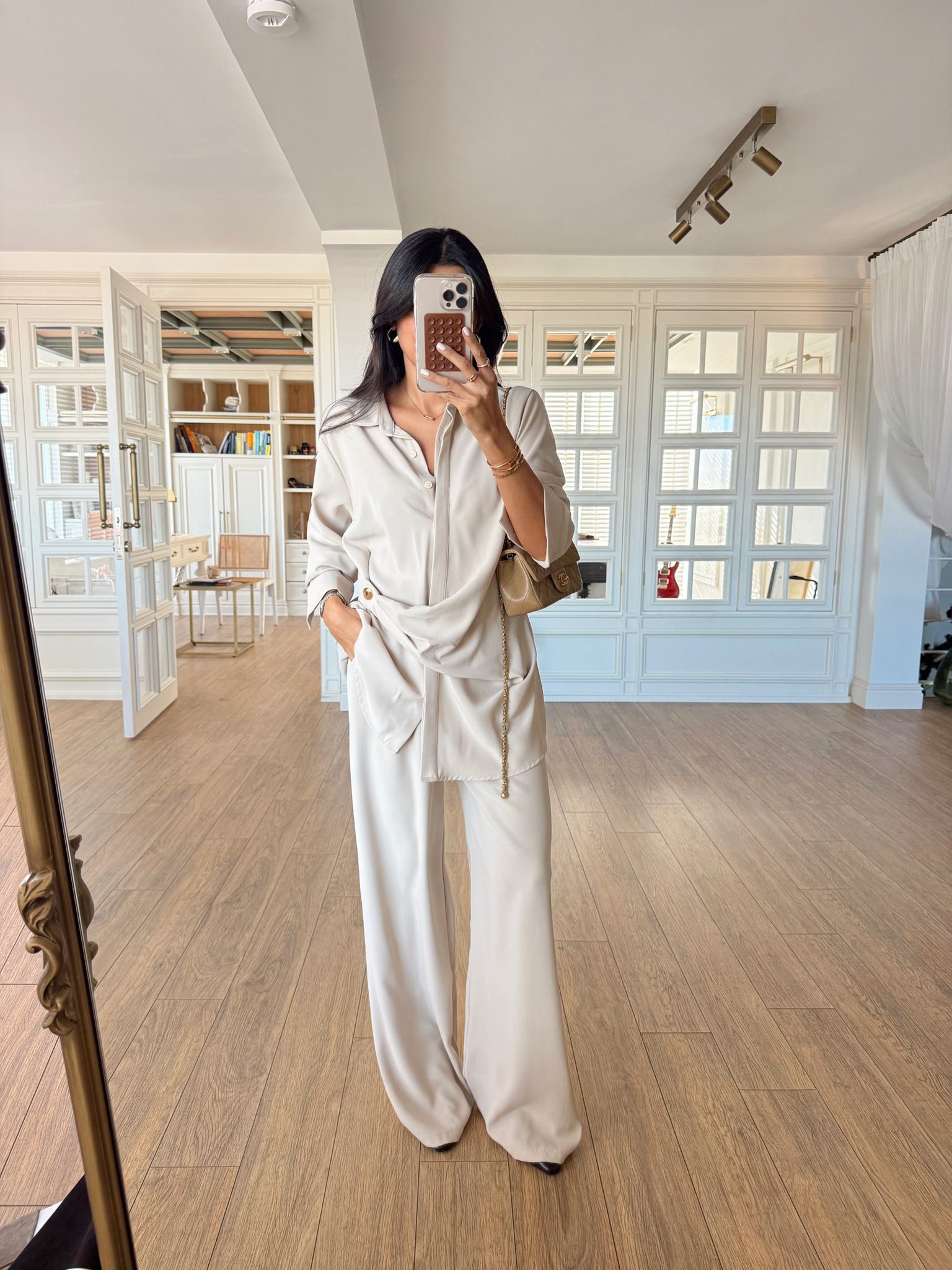 Koning ZR Tek Gold Düğmeli Gömlek-Pantolon Takım