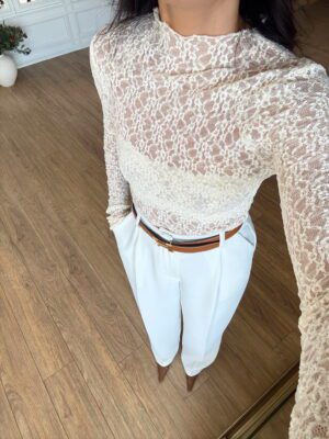 Unita Dik Yaka Dantel Bluz