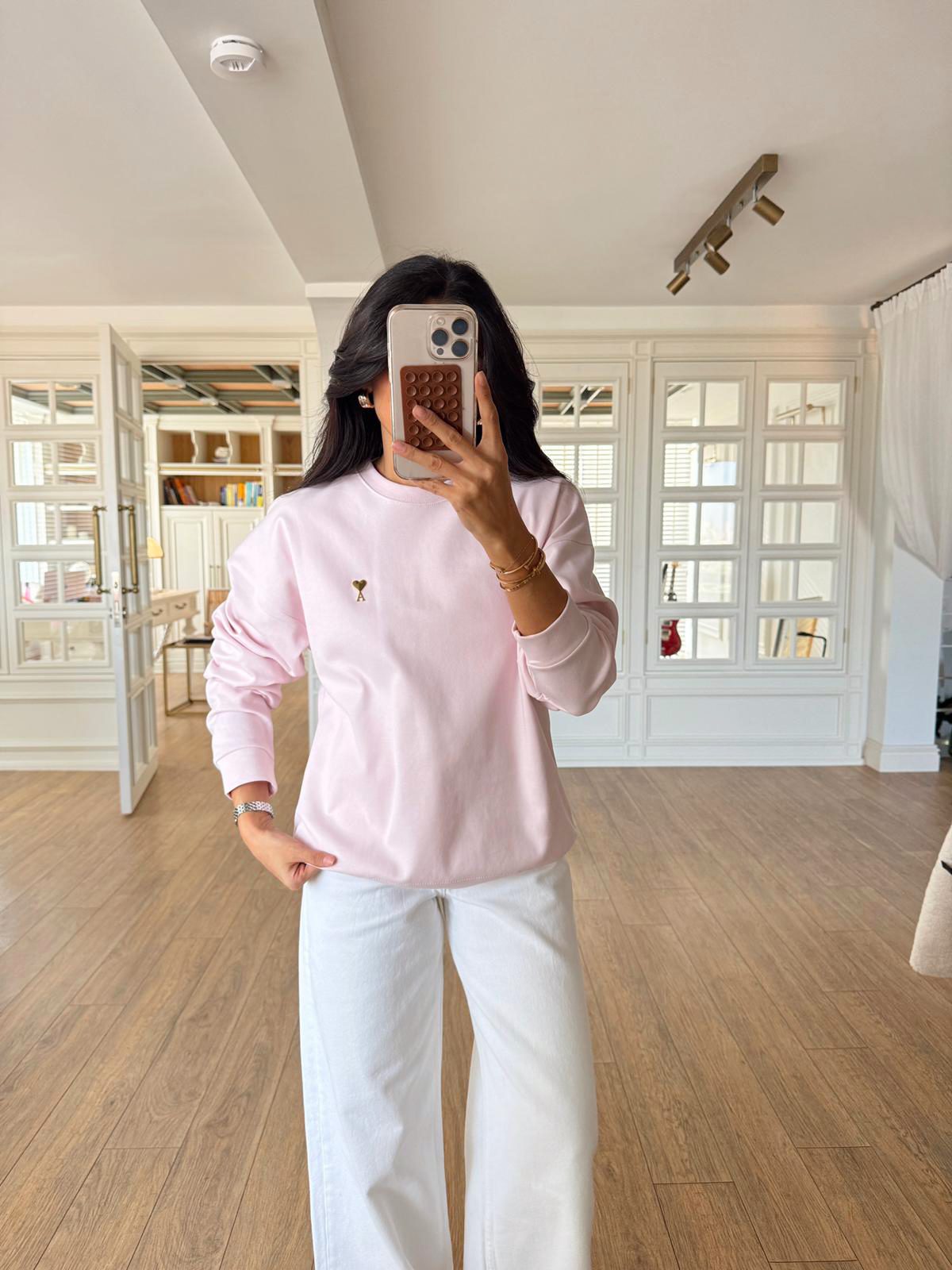 Kalp Nakış Detaylı Basic Sweat